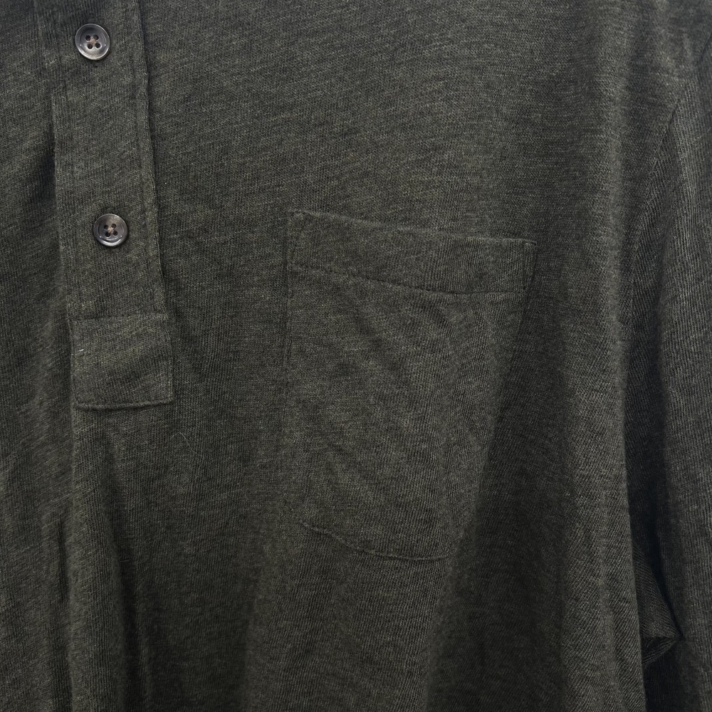 Faherty Long-Sleeve Luxe Heathered Polo Mens L 1/4 Button Olive Green Pocket EUC - Picture 4 of 12